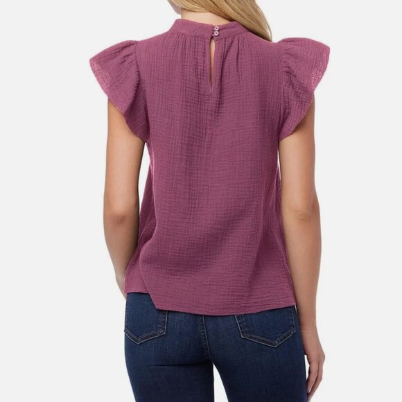 NWOT Joe's Jeans Gauzy Flutter Sleeve Mock-Neck Top (Small) - Picture 2 of 5